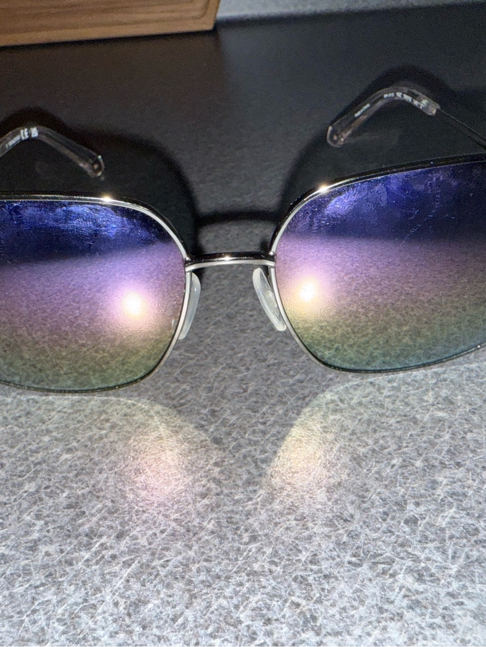 Swarovski Blue Silver Rimless Sunglasses - Picture 13 of 13